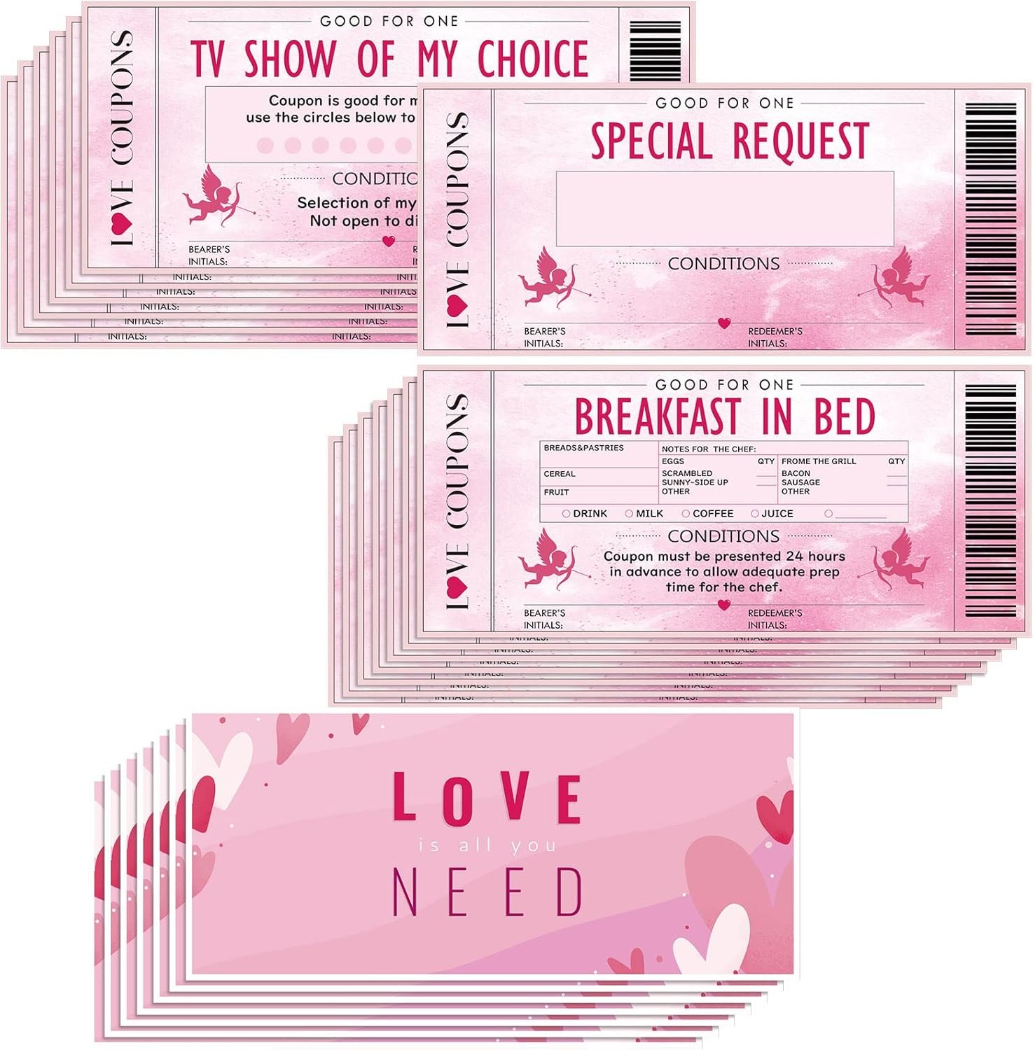 Dianelhall 20 Pcs Love Coupons for Him or Her Valentine's Couples Coupons Book Romantic Gift I Owe You Cards Sweetest Gifts for Valentines, Birthdays, Anniversary, Husband Boyfriend Girlfriend