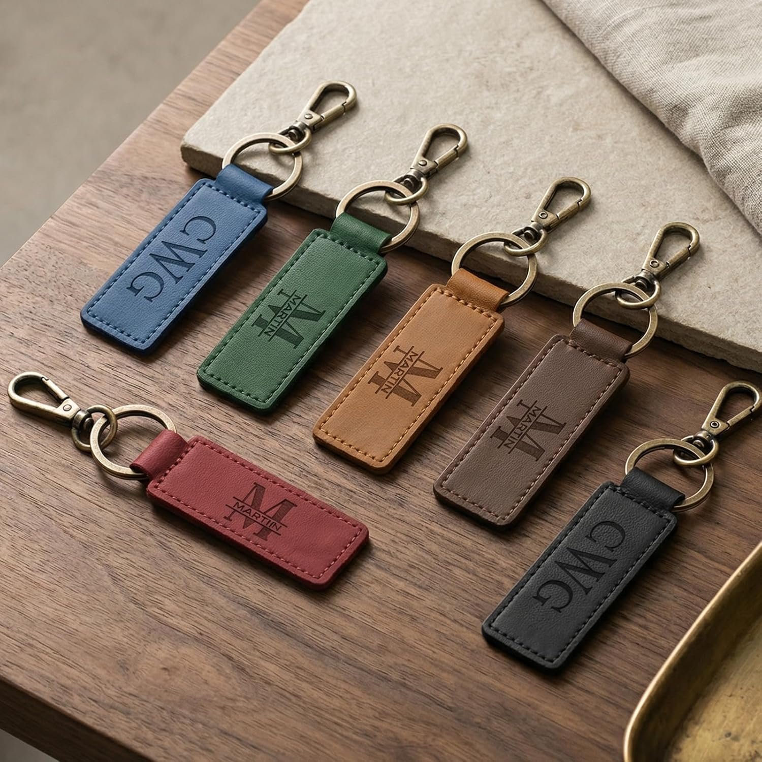 Onedor Custom Keychain, Personalized keychains, Genuine Leather Key Chain Holder Engrave Name Text, Customized Gifts for Men - Image 8