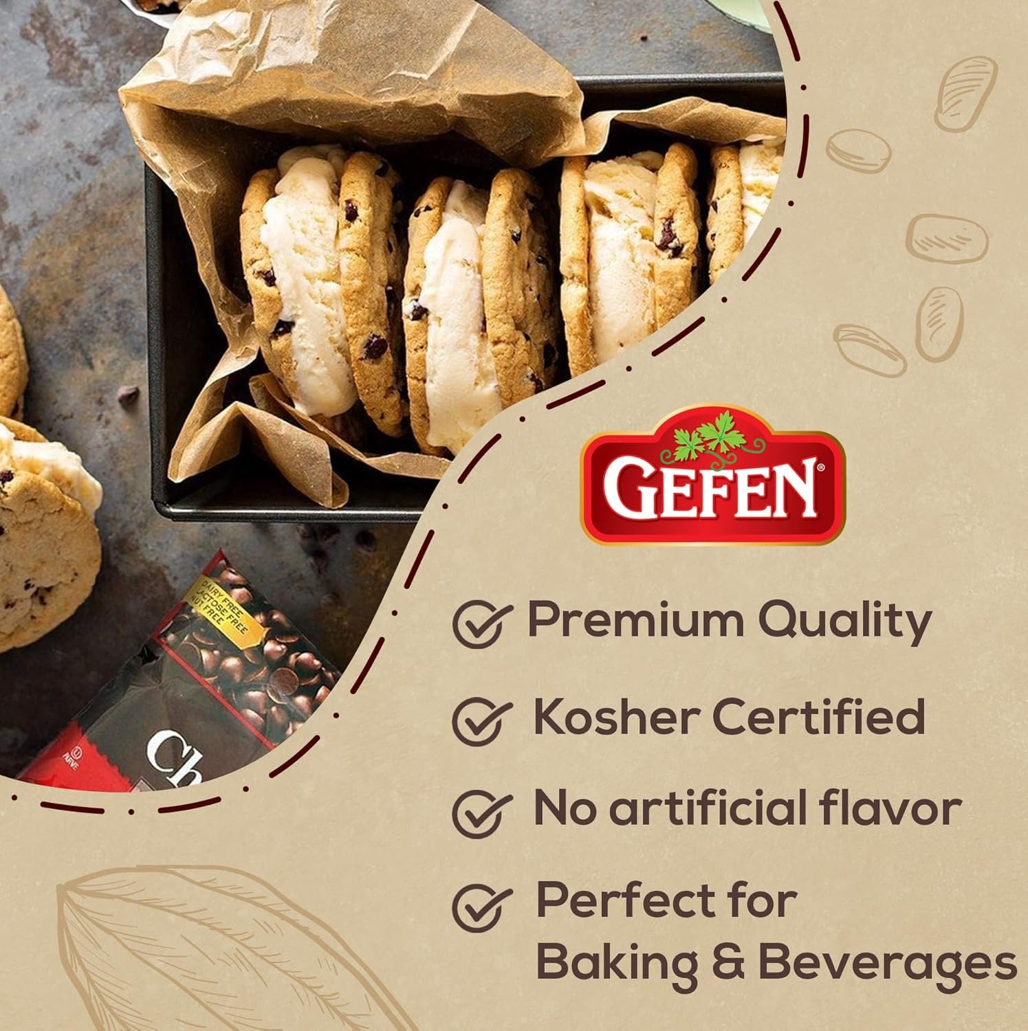 Gefen Vegan Semi Sweet Real Dark Chocolate Chips, Dairy Free 9oz (3 Pack),Nut Free, Lactose Free, Kosher, Great for Baking - Image 3