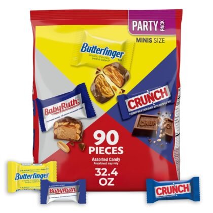 Assorted Butterfinger, Crunch, and Baby Ruth Mini Chocolates, 90 count Party Pack, 32.4 oz