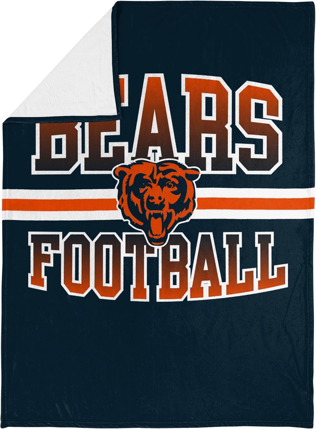 FOCO NFL Micro Raschel Plush Throw Blanket, Stripe Logo 45 x 60, Chicago Bears - Image 2
