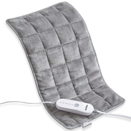 Sunvivi Weighted Heating Pad - Plush Electric Heating Pad for Back, Neck & Shoulder Pain Relief, 5 Heat Settings, Auto Shut-Off, Portable and Machine Washable, Gray