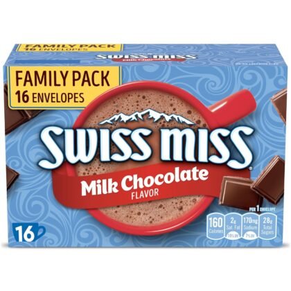 Swiss Miss Milk Chocolate Flavored Hot Cocoa Mix, Family Pack, Hot Cocoa Bar Supplies, 1.38 oz., 16-Count Envelopes
