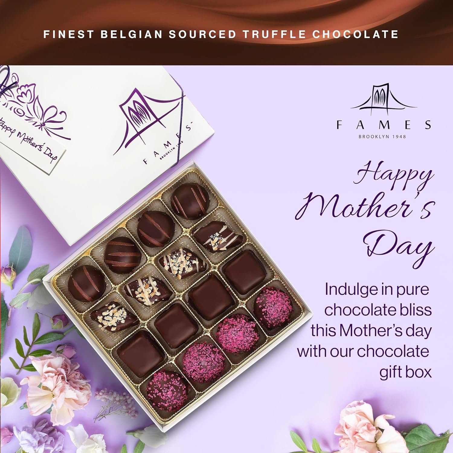 Box of Chocolates Gift for Mom - Kosher Dairy Free, Vegan Chocolate Gift Box - 16 Pc Handcrafted Truffle Candy Assortment - Mom Birthday - Image 5