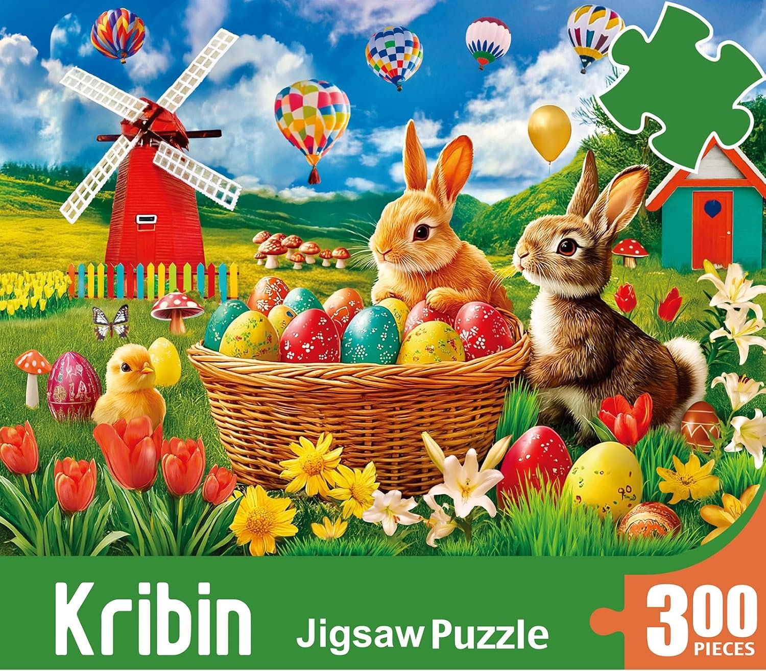300 Piece Puzzle for Adults Kids Seniors - Happy Easter - Easter Eggs Bunny Tulips Lilies - Image 8