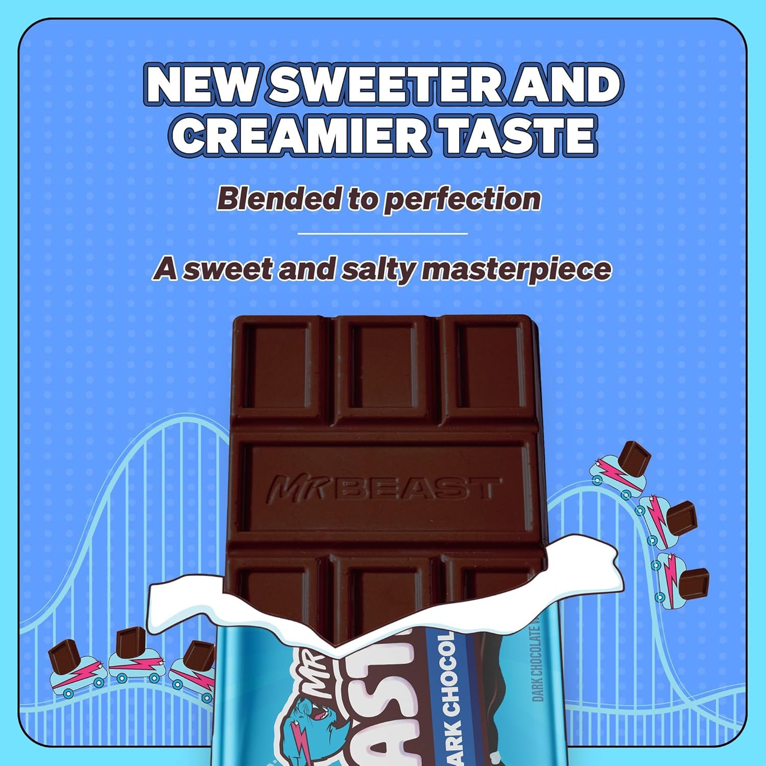 MrBeast Feastables Dark Chocolate with Sea Salt Bar, King Size, 10 Count, Sweet & Salty Chocolate Candy, Fairtrade Cocoa, 2.1oz Each - Image 4
