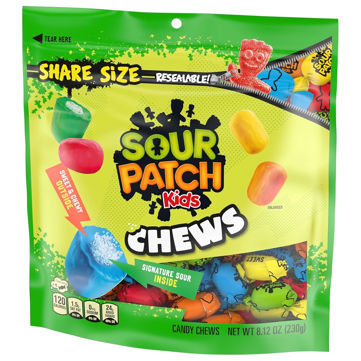 SOUR PATCH KIDS Chews Soft & Chewy Candy, Share Size, 8.12 oz - Image 10