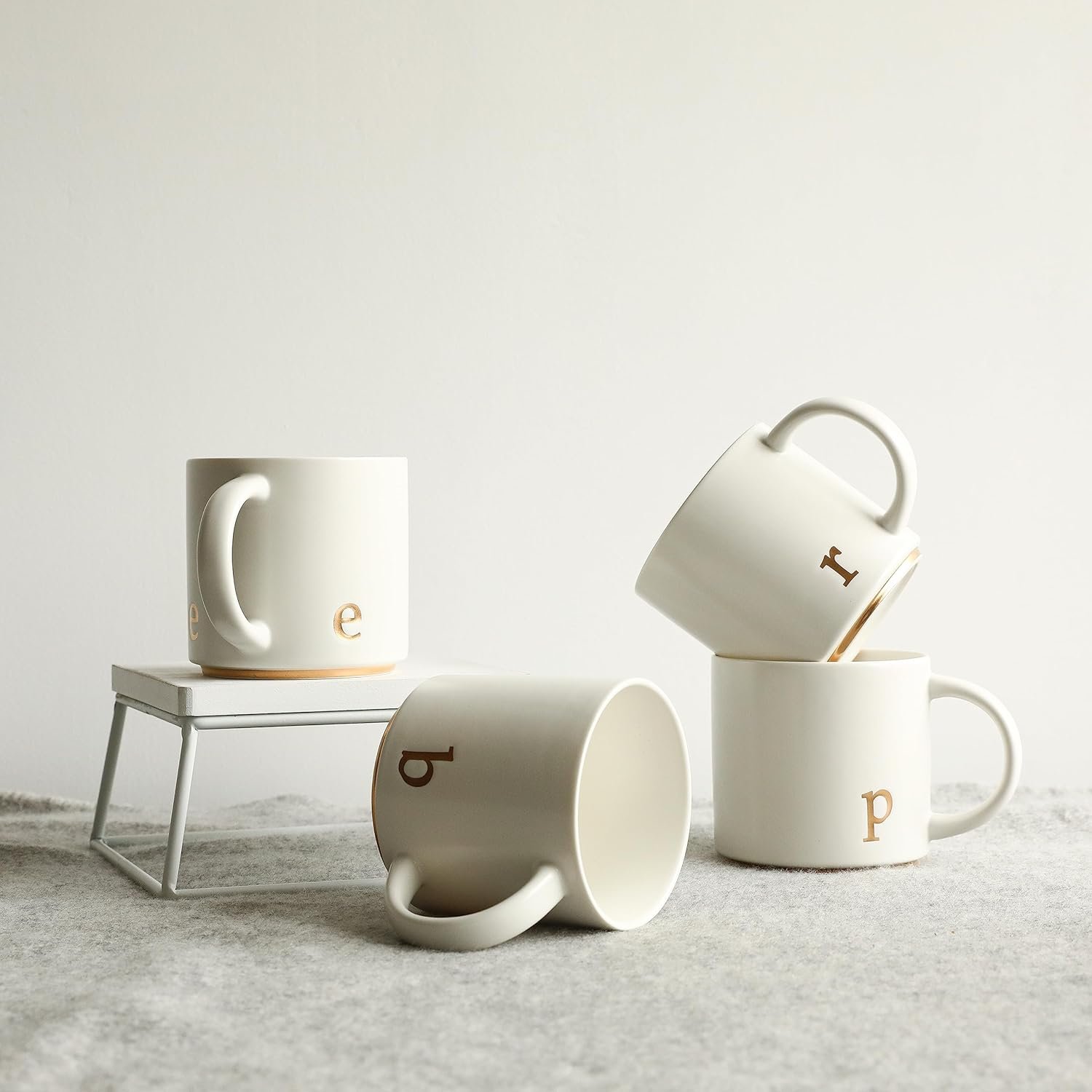 COLLECTIVE HOME - Monogram Ceramic Mugs, 15 oz Golden Initial Coffee Cups, Elegant Alphabet Tea Mugs, Elegant Personalized Mug with Gift Box, Luxurious Cups for Office and Home (e) - Image 5