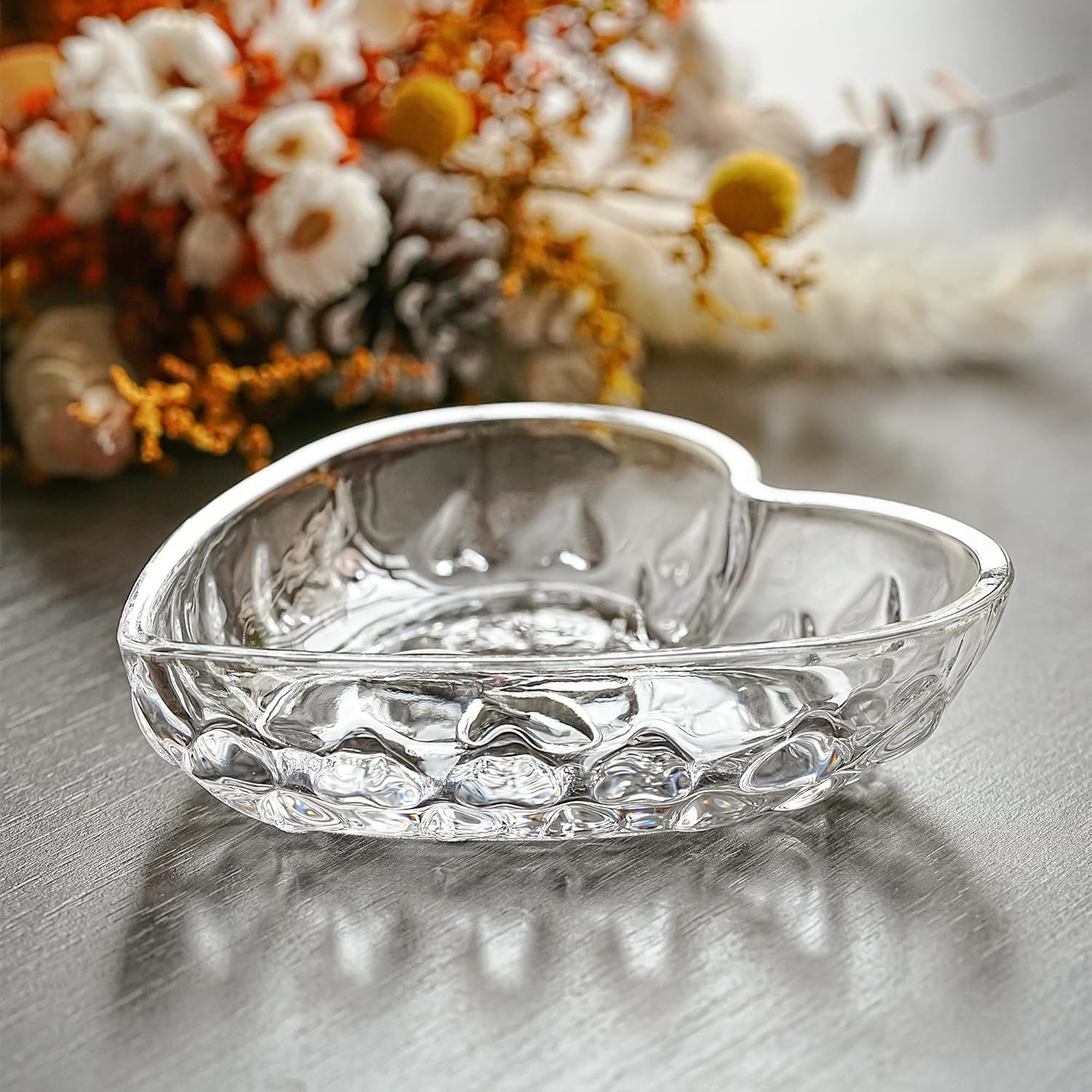 H&D HYALINE & DORA 5.1'' Crystal Jewelry Tray for Women, Heart Shaped Jewelry Plate Ring Dish, Clear Trinket Dish for Jewelry, Ring Dish for Birthday Friends Daily Family - Image 2