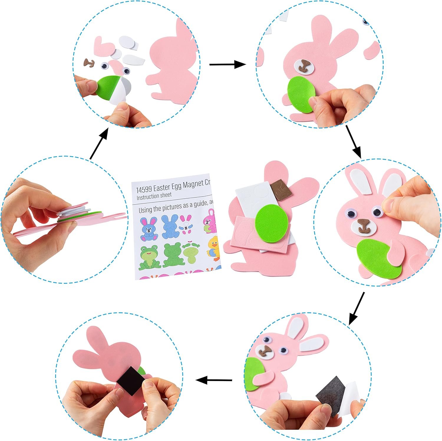 JOYIN 24 Pcs Foam Easter Egg Magnet Craft Kit, Easter Craft Kits DIY Animal and Egg Magnet Set for Kids Favor Classroom Homeschool Art Decor, Art and Craft Supplies Party Favors - Image 3