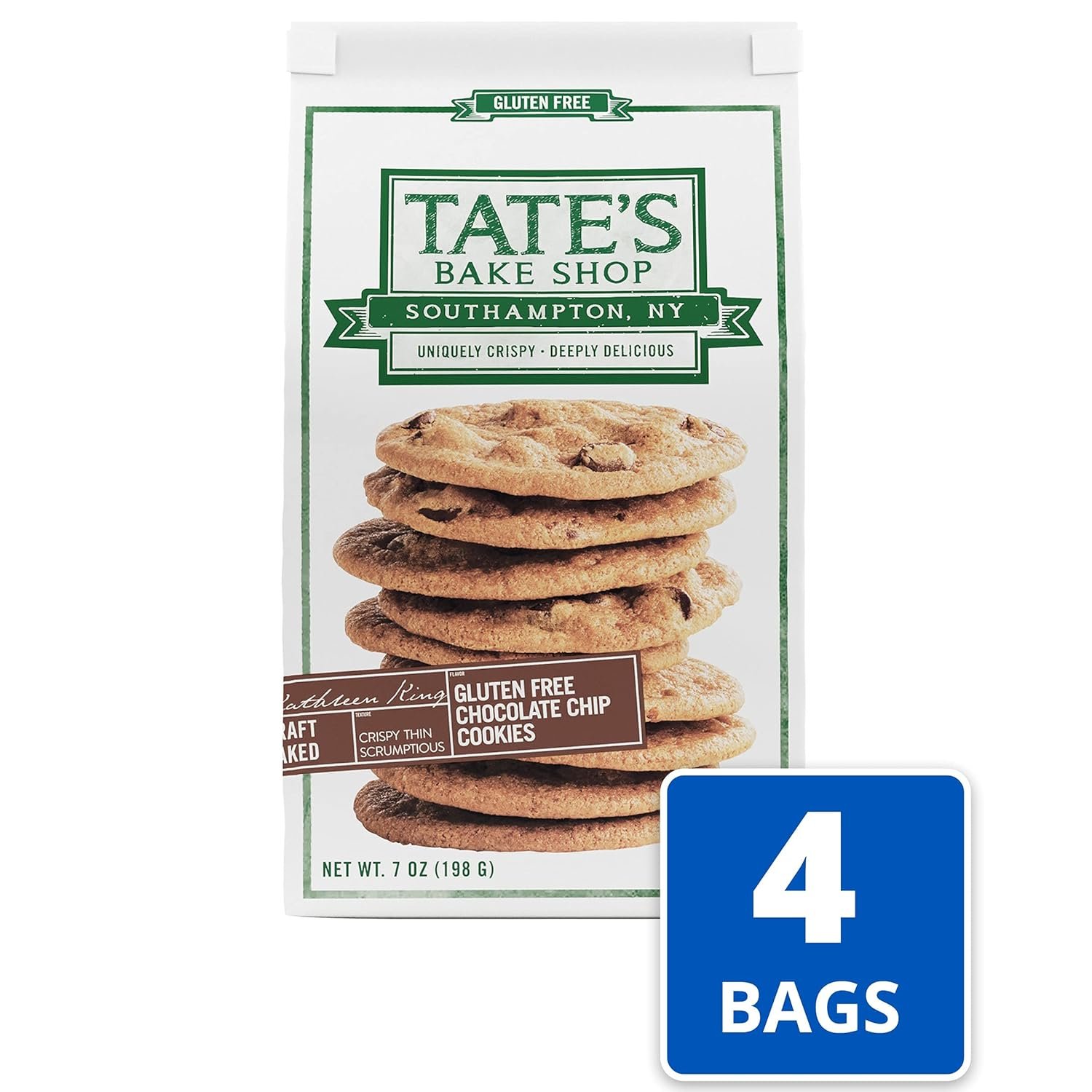 Tate's Bake Shop Gluten Free Chocolate Chip Cookies, Gluten Free Cookies, 4 - 7 oz Bags - Image 3