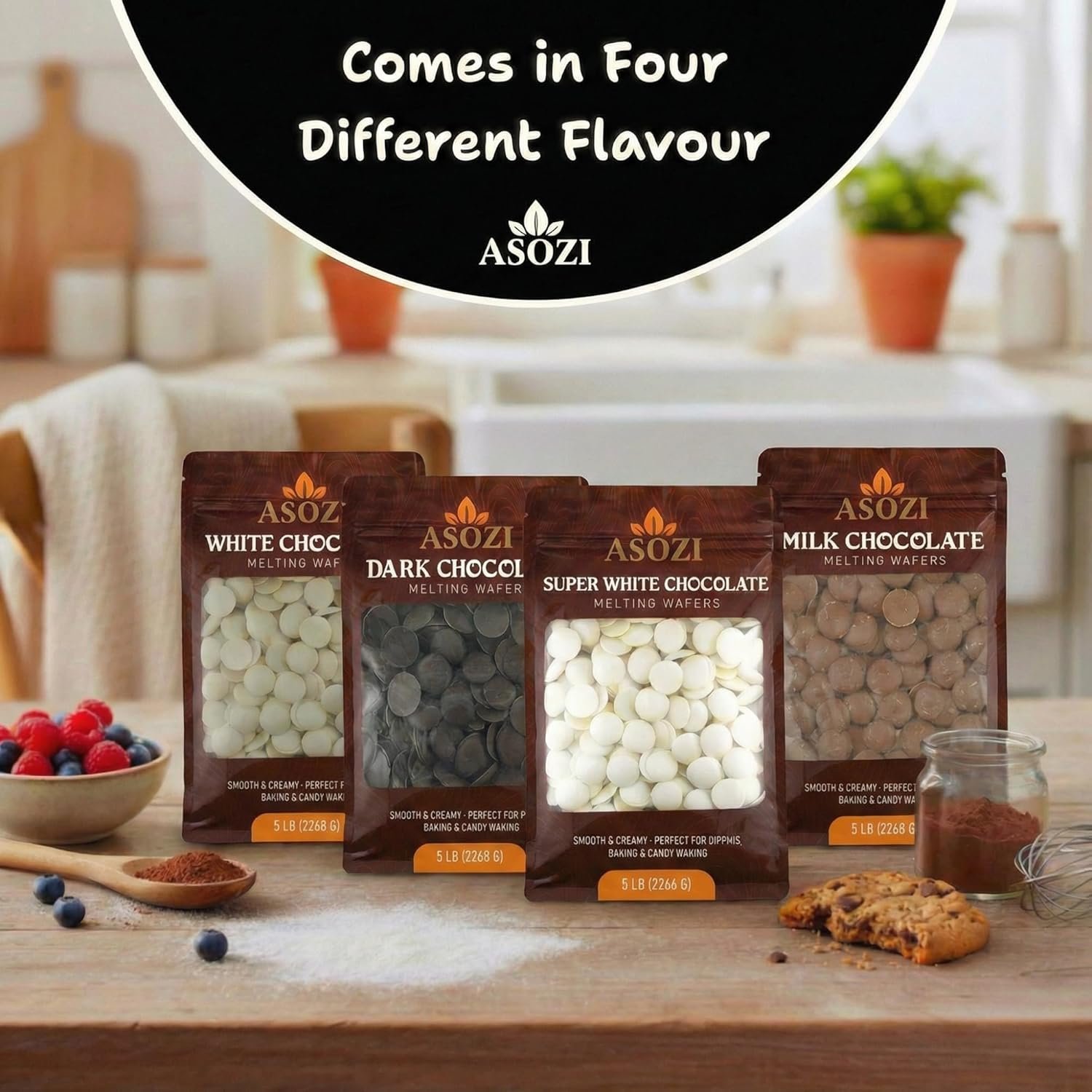 ASOZI Milk Chocolate Melting Wafers - 5 Pound Premium Quality Melting Wafers Easy Melt Chocolate for Dubai Chocolate Bars, Baking, Candy Making & Confections - Image 7