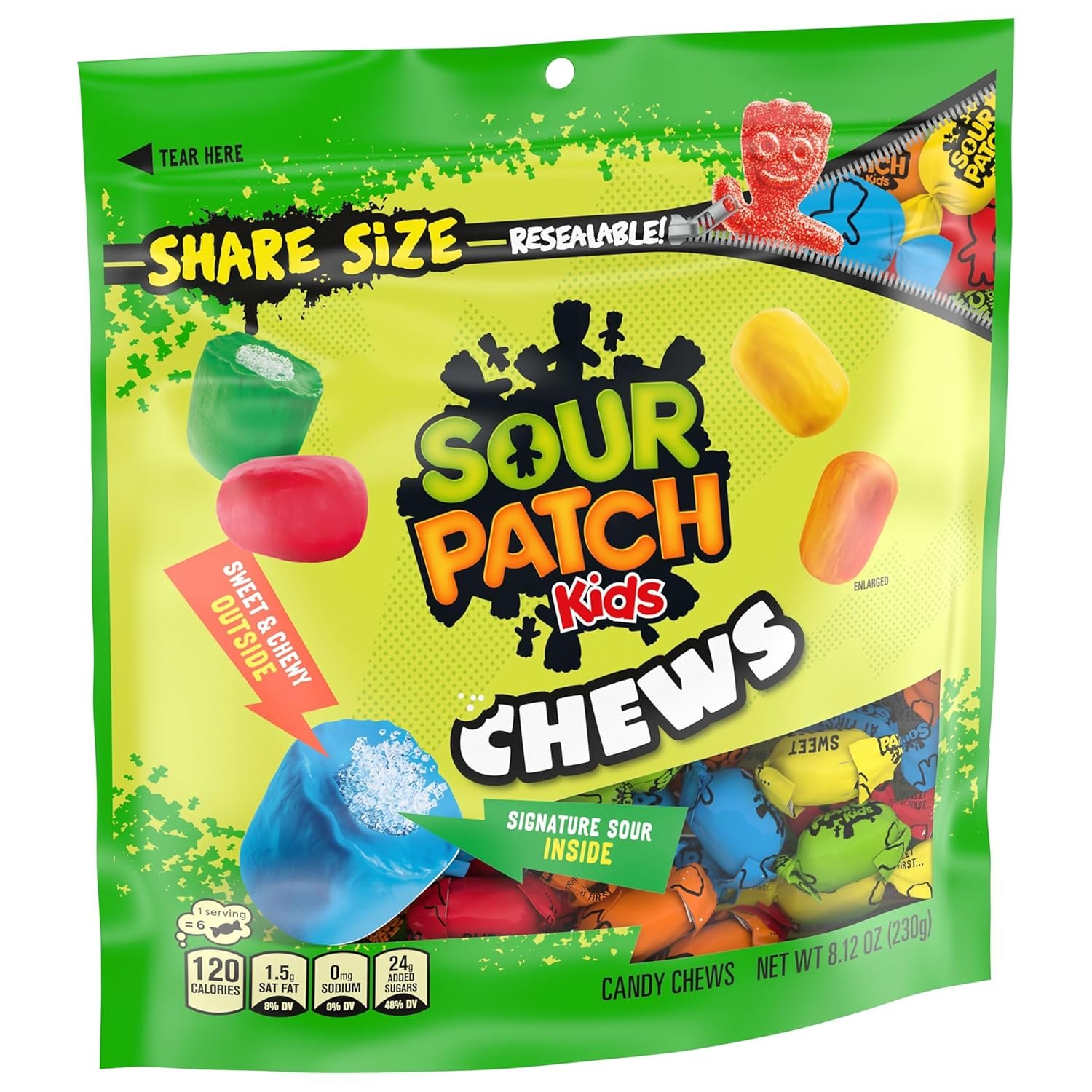 SOUR PATCH KIDS Chews Soft & Chewy Candy, Share Size, 8.12 oz - Image 9