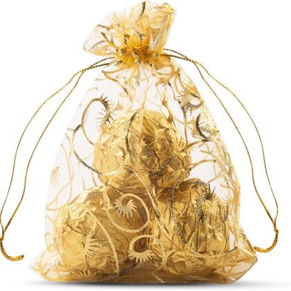 Wudygirl 100pcs Drawstring Organza Bag 4x6'' Inches Champagne Eyelash for Jewelry Candy Pouches Chocolate Wedding Party Favor Bags Soap,LipSense Bags(Champagne Eyelash)