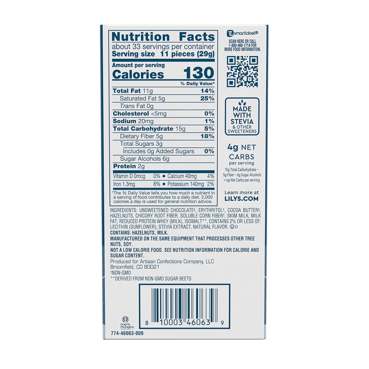 LILY'S Hazelnut Milk Chocolate Style No Sugar Added, Sweets Bars, 2.8 oz (12 Count) - Image 2