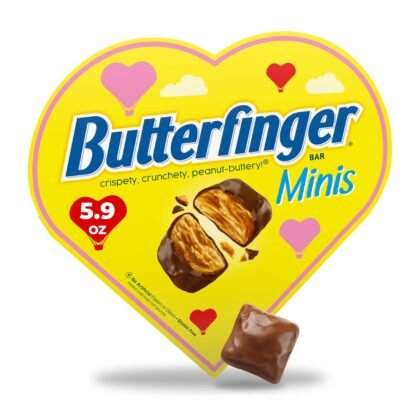 Butterfinger Minis, Peanut-Buttery, Chocolatey Candy Bars, Valentine’s Day Heart Box, 5.9 oz