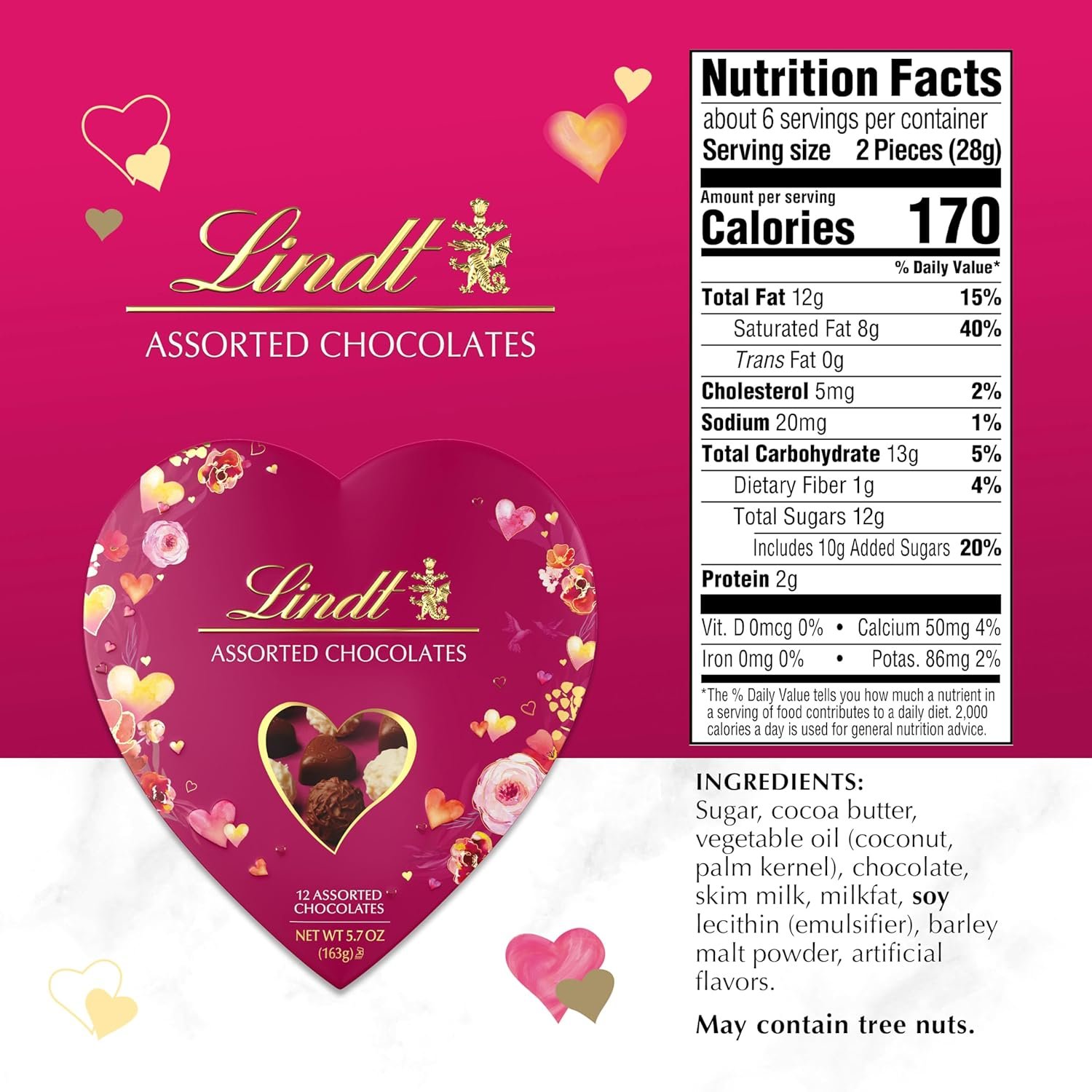 Lindt Valentine's Gourmet Heart Assorted Chocolate Candy Truffles, 5.7 oz. - Image 2