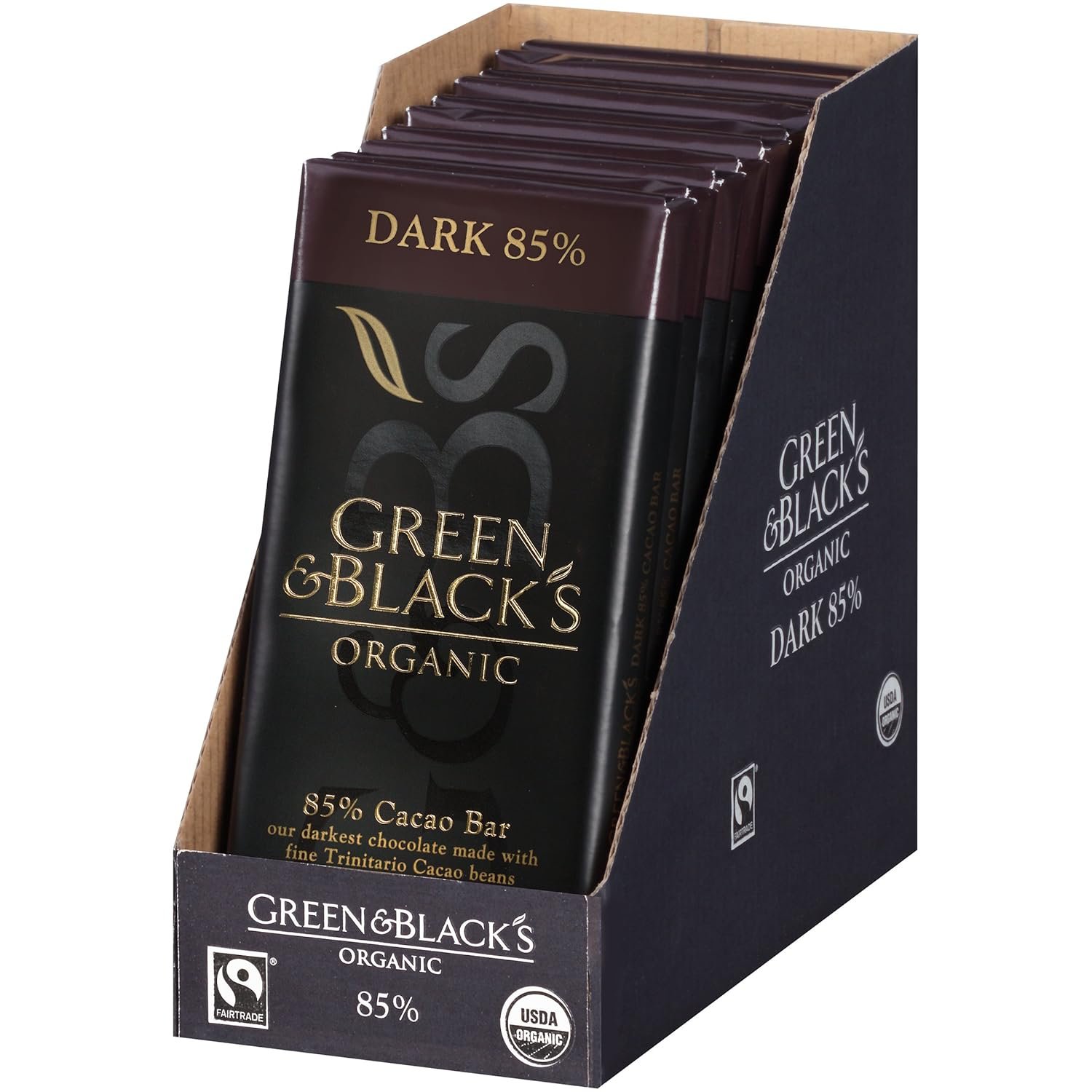 Green & Black's Organic Dark Chocolate, 85% Cacao, 90g (Pack of 10) - Image 5
