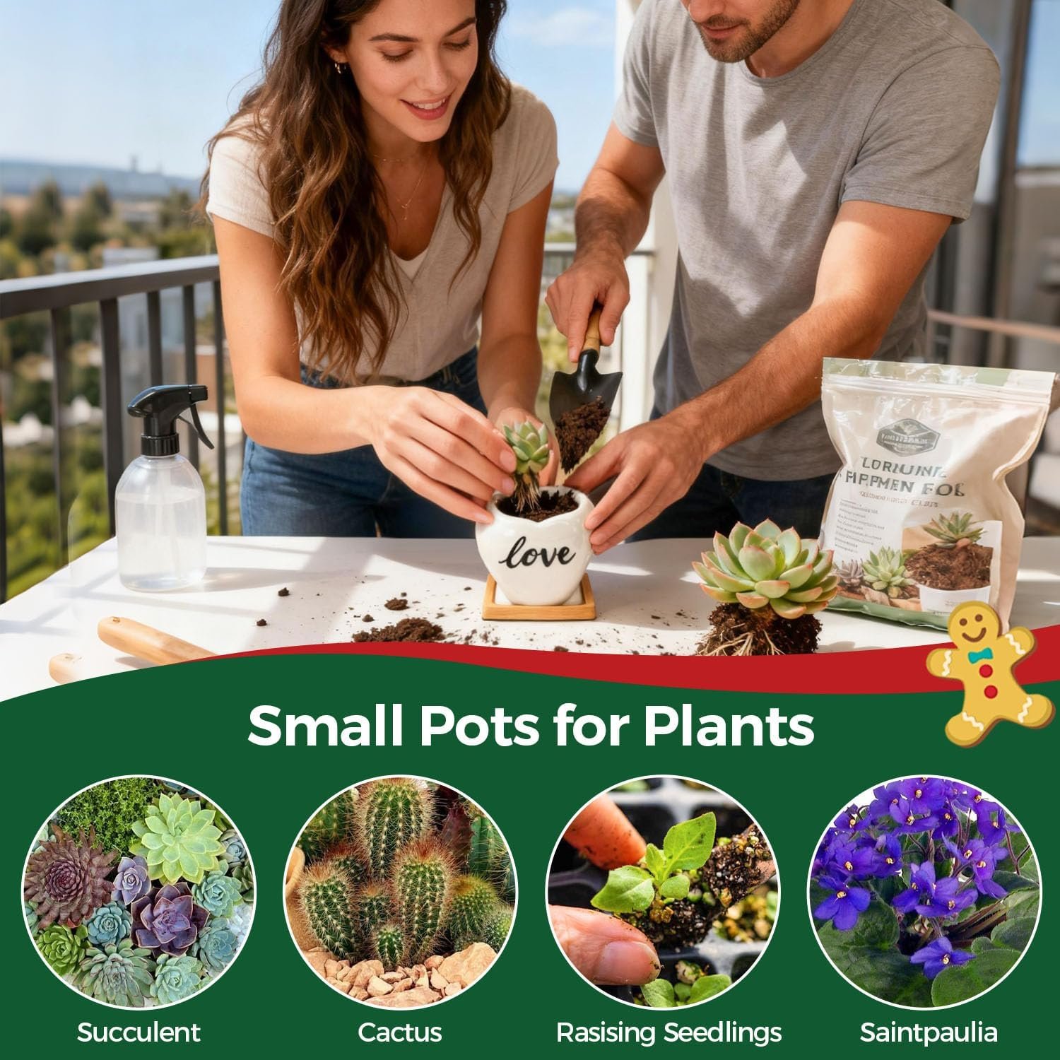 T4U Succulent Pots, 3.9 Inch Succulent Planters with Drainage, Small Cute Plant Pots for Windowsill, Funny Ceramic Plant Pots, Thank You Gift for Teacher, Mom, Friend, for Coworkers - Image 8