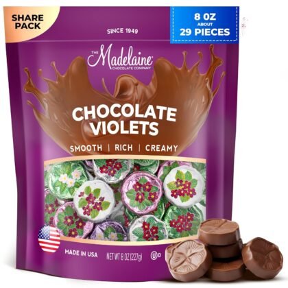 Madelaine Milk Chocolate Violets - Premium Flower-Shaped Chocolates for Gifting & Special Occasions, Decorative Chocolate Candy Treats