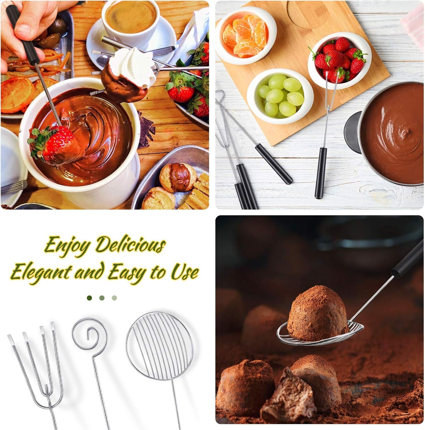 17 Pieces Candy Dipping Tools Set Culinary Decorating Spoons Chocolate Dipping Scoop Kitchen Cooking Tweezers Tongs Icing Spatula for Decorative Plates Making Desserts - Image 3