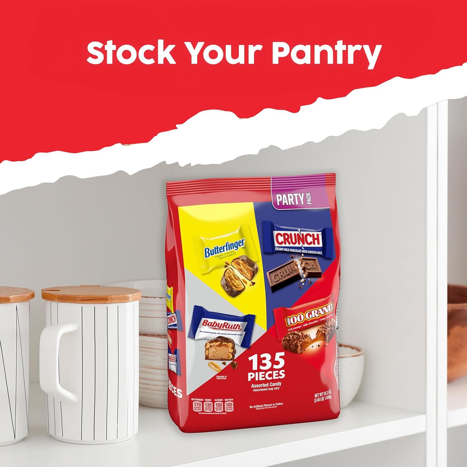 Assorted Butterfinger, Crunch, and Baby Ruth Mini Chocolates, 135 count Party Pack, 55.3 oz - Image 6