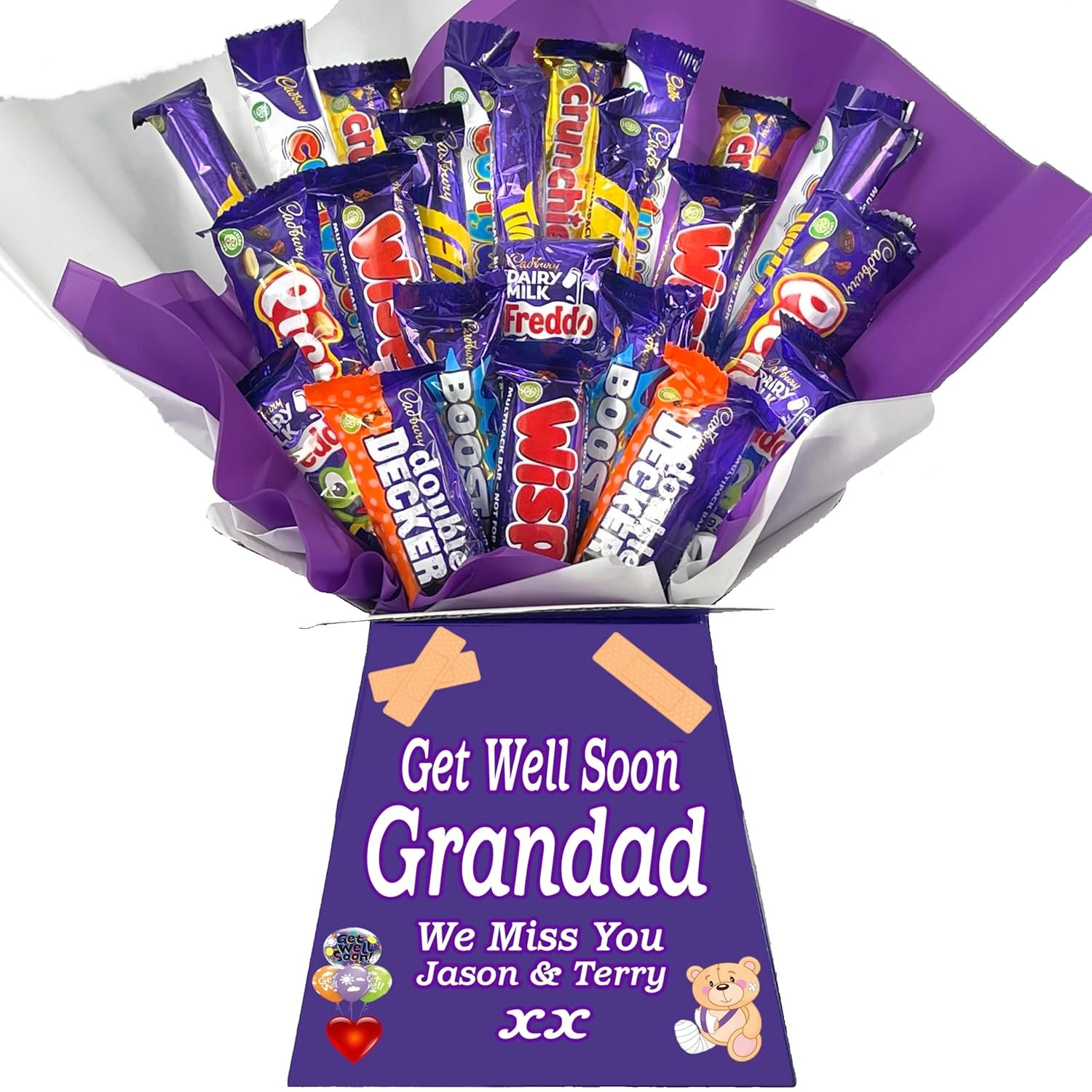 Personalized Chocolate Candy Hamper Gift Bouquet Made With FERRERO (red & gold) - Image 3