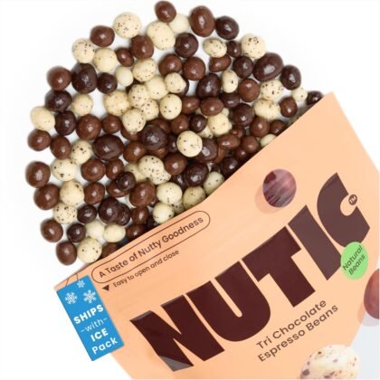 Nutic Chocolate Covered Espresso Beans - 2LB, Assortment of White, Milk & Dark Chocolate Coffee Beans - Bulk Espresso Candy for Rich Coffee Indulgence - (Pack of 1)