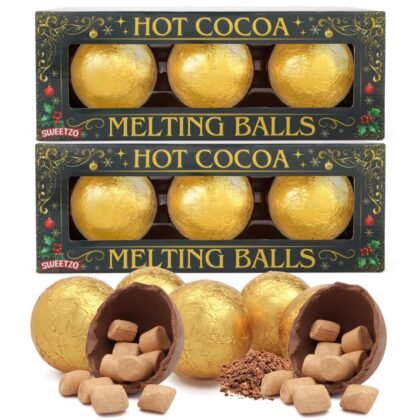Hot Cocoa Melting Balls with Mini Marshmallows, Creamy Milk Chocolate Melts, Individually Wrapped, Christmas Stocking Stuffers, 3 Count (Pack of 2)