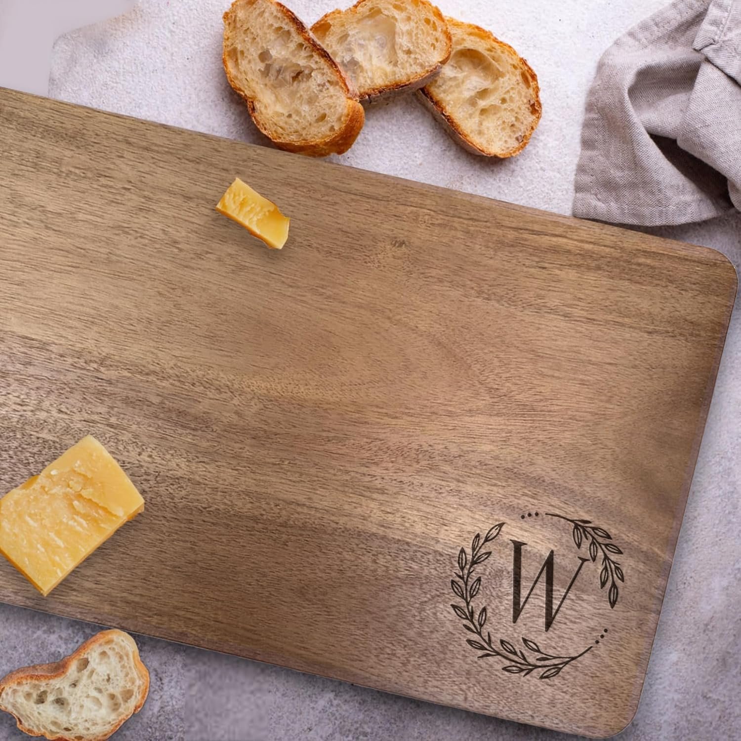 Personalized Cutting Board, 16 x 11" Monogram Initials Solid Wood Cutting Board with Gift Box, Thick & Large Size, Perfect Bridal Shower, Wedding, Housewarming, Anniversary, Birthday, Mom Gift(A) - Image 7