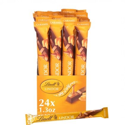 Lindt LINDOR Caramel Milk Chocolate Truffle Bar, Milk Chocolate Candy with Smooth, Melting Truffle Center, 1.3 oz. (24 Pack)