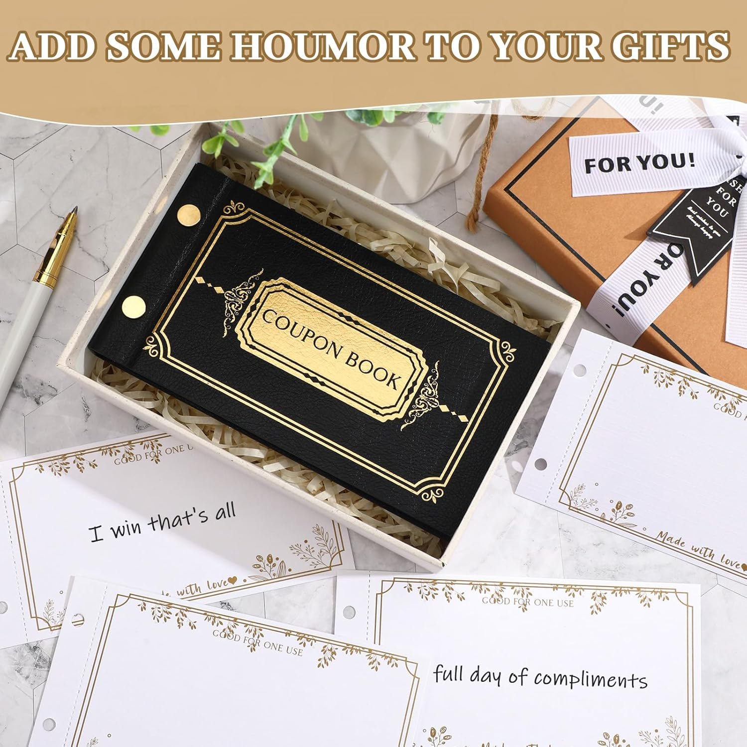 Classic Leather Blank Coupon Book- 30 DIY Coupons, Valentines Day Gifts for Him Her, Valentines Gift for Husband, Wife, Boyfriend, Girlfriend, Unique Anniversary Vday Gifts for Couples - Image 5