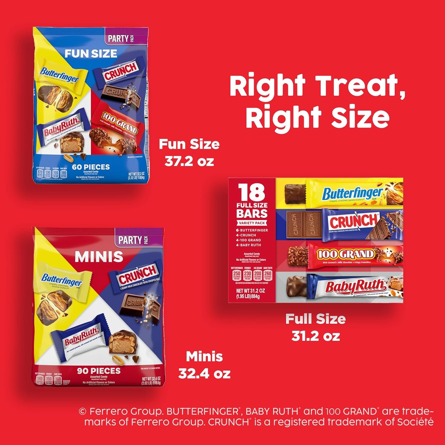 Assorted Butterfinger, Crunch, and Baby Ruth Mini Chocolates, 90 count Party Pack, 32.4 oz - Image 8