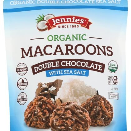 Jennies Organic Double Chocolate Macaroons with Sea Salt, 5.25oz | Dairy Free | Gluten Free | Peanut Free | Individually Wrapped