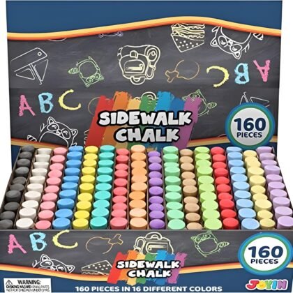 JOYIN 160 PCS Sidewalk Chalks Set-16 Colors Non-Toxic Washable Jumbo Chalk for Outdoor Art Play, Painting on Chalkboard, Blackboard and Playground