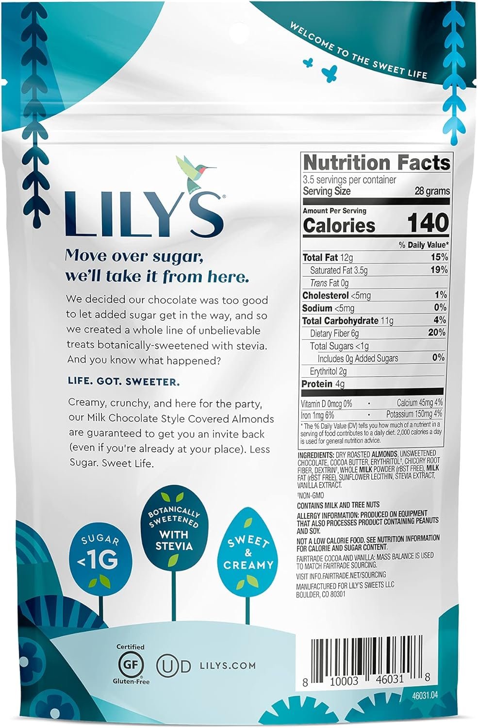 Milk Chocolate Style Covered Almonds by Lily's Sweets, Made with Stevia, No Added Sugar, Low-Carb, Keto-Friendly Christmas Candy | Fair Trade, Gluten-Free & Non-GMO Ingredients | 3.5 Ounce (Pack of 3), 10.5 Ounce - Image 3