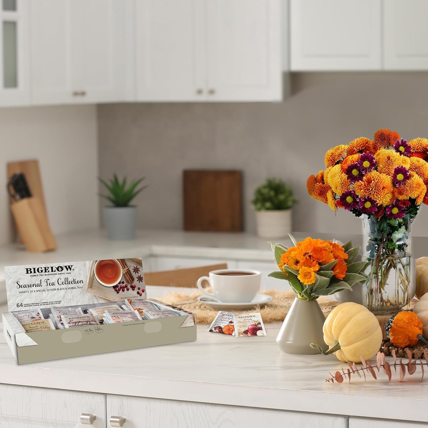 Bigelow Tea Seasonal Tea Collection, Caffeine Tea Variety Pack Gift Sampler, Holiday Tea Gift Set, 64 Count Box (Pack of 1), 64 Tea Bags Total - Image 4