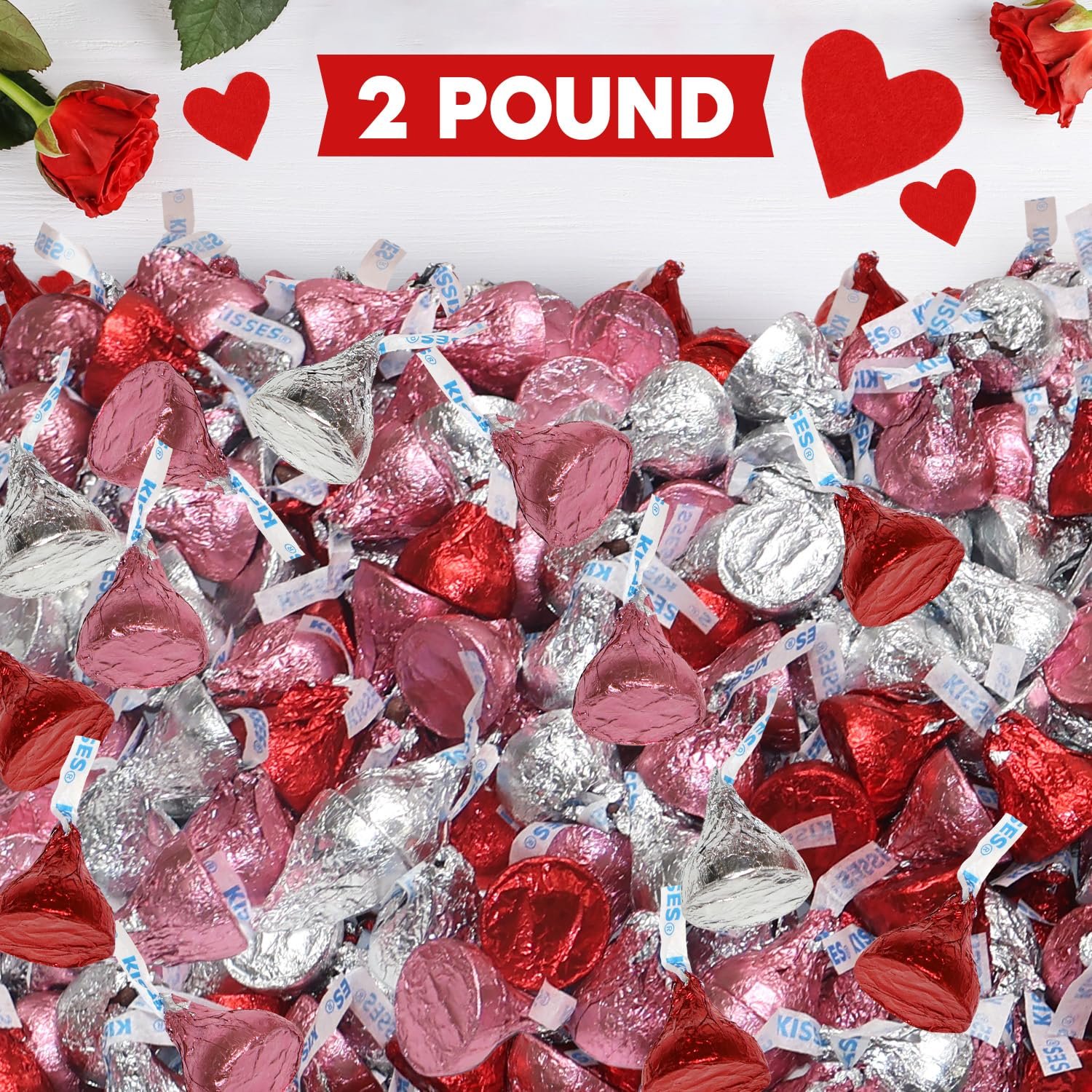 Valentine’s Kisses Milk Chocolate Candy - 2 Pound Bulk Chocolate Candies, Individually Wrapped Valentine’s Day Chocolate for Parties, Gift Bags, Candy Bowls, Classroom Exchanges & Holiday Celebrations - Image 3