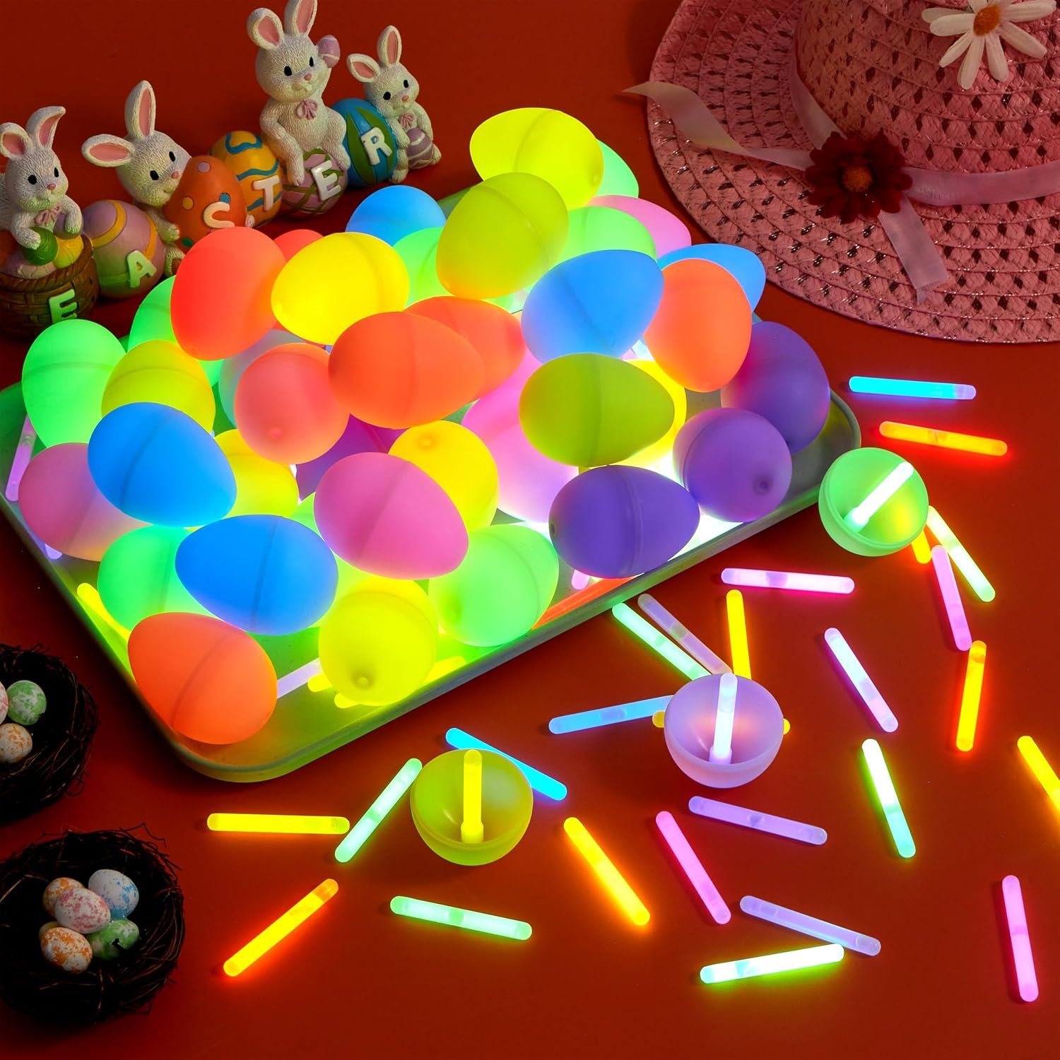 JOYIN 200 Pcs Easter Egg with 300 Pcs Easter Glow Sticks, Glow in the Dark for Kids Easter Basket Stuffers, Easter Egg Hunt Party Favors Classroom Decorations Supplies - Image 6