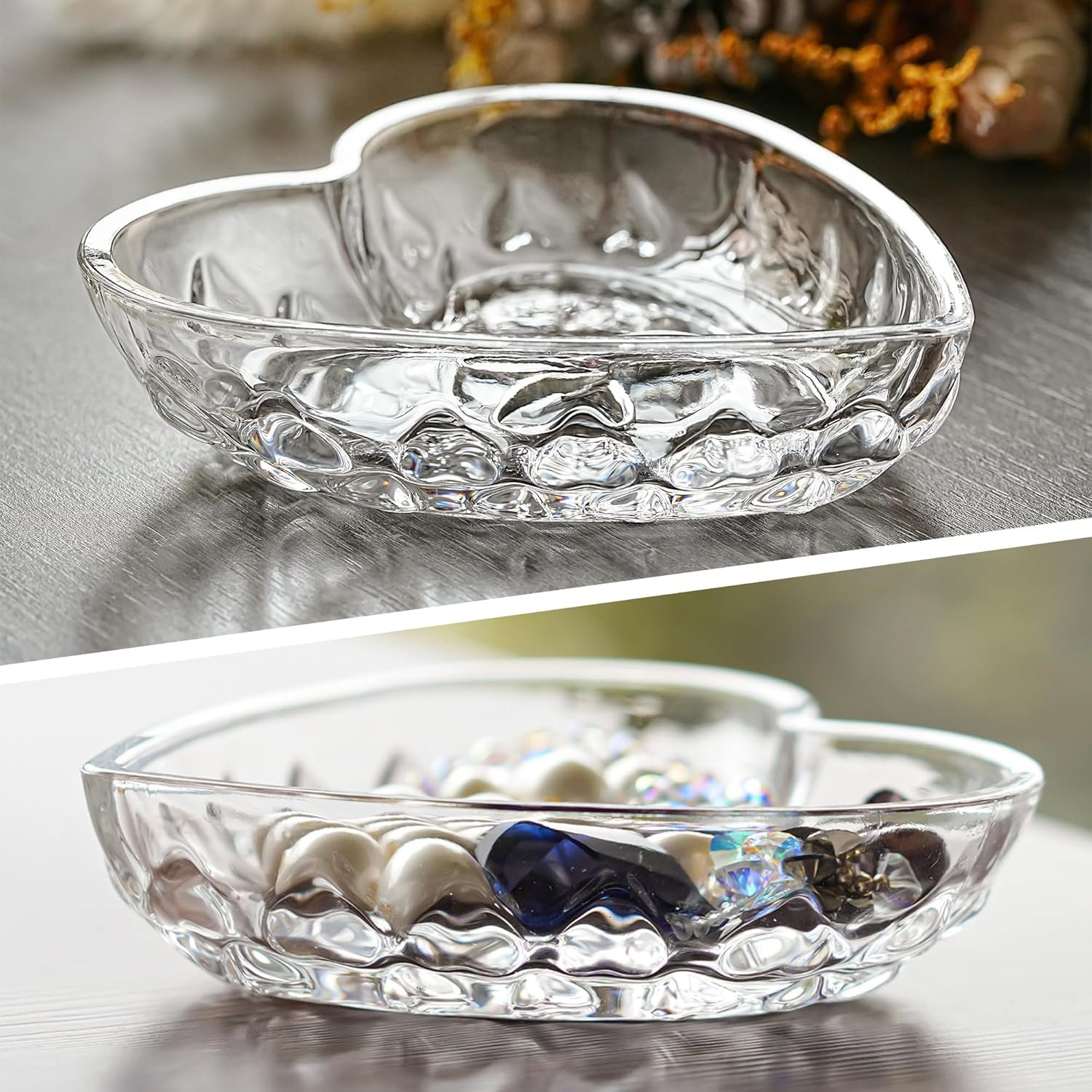 H&D HYALINE & DORA 5.1'' Crystal Jewelry Tray for Women, Heart Shaped Jewelry Plate Ring Dish, Clear Trinket Dish for Jewelry, Ring Dish for Birthday Friends Daily Family - Image 6