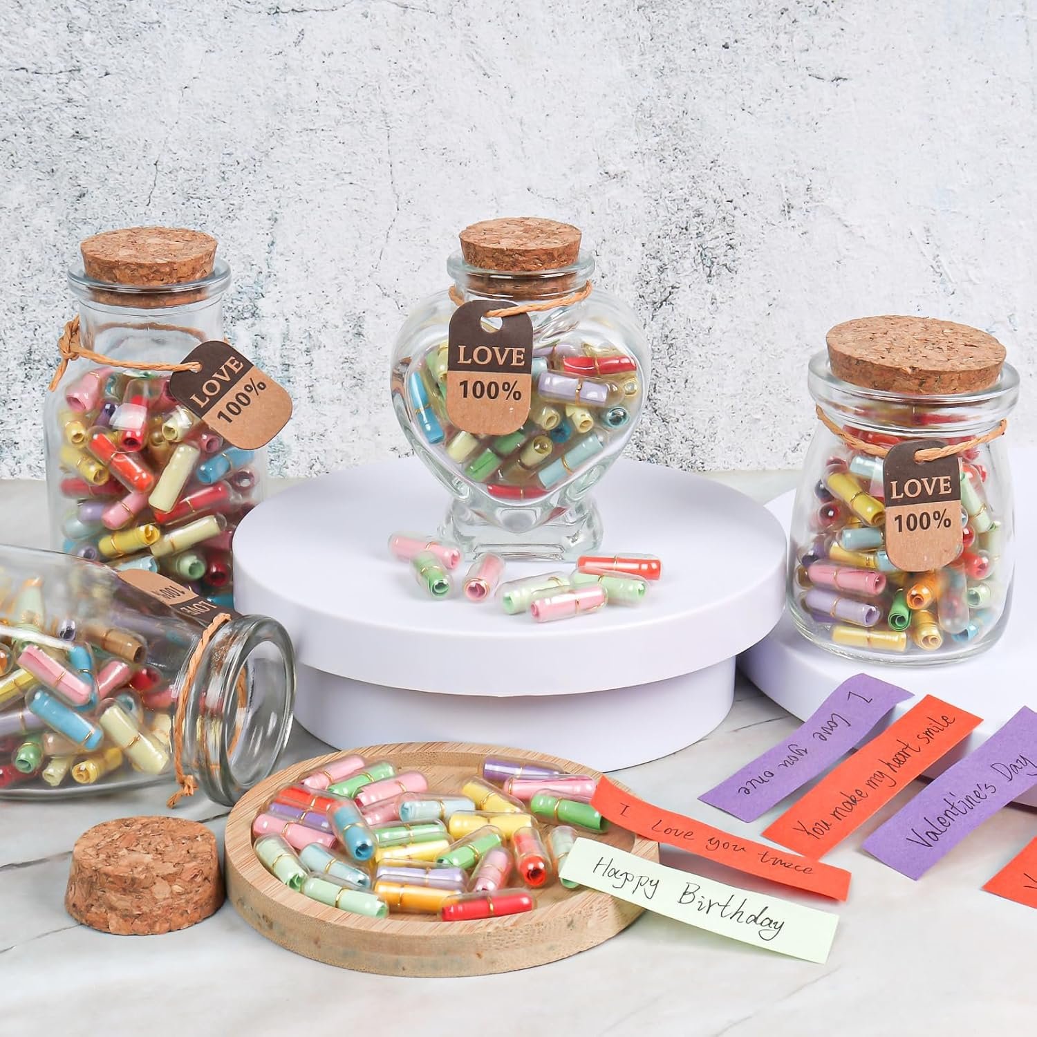 Capsule Letters Message in Glass Bottle,Message Pills Love Letter Gift for Boyfriend Girlfriend Wife Friend Birthday Christmas Anniversary Valentine Day Gift. (44PCS in a Bottle) - Image 4