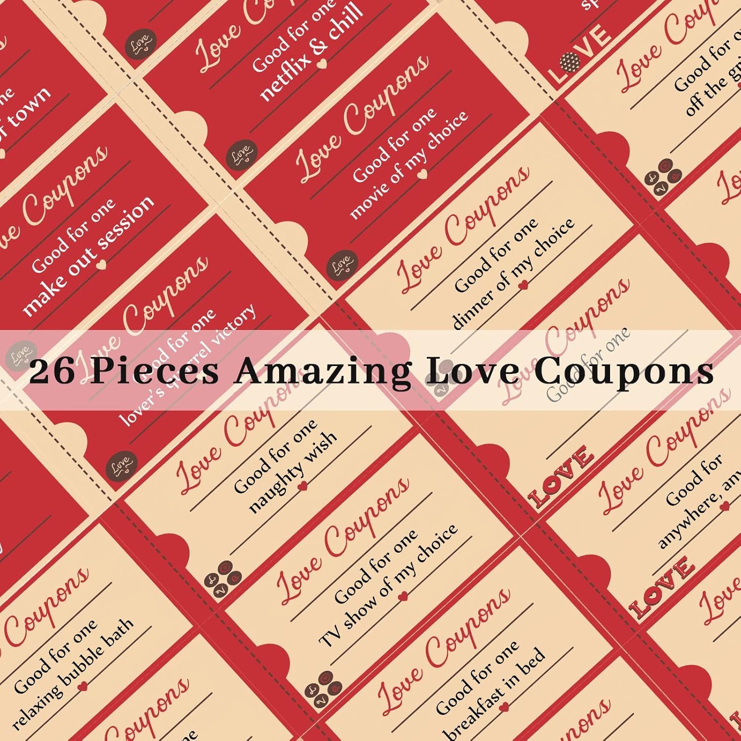30 Pieces Valentines Day Love Coupons for Him or Her, Romantic Love Voucher Funny Coupon Romantic Present for Husband Wife Boyfriend Girlfriend Birthday Wedding Party - Image 4