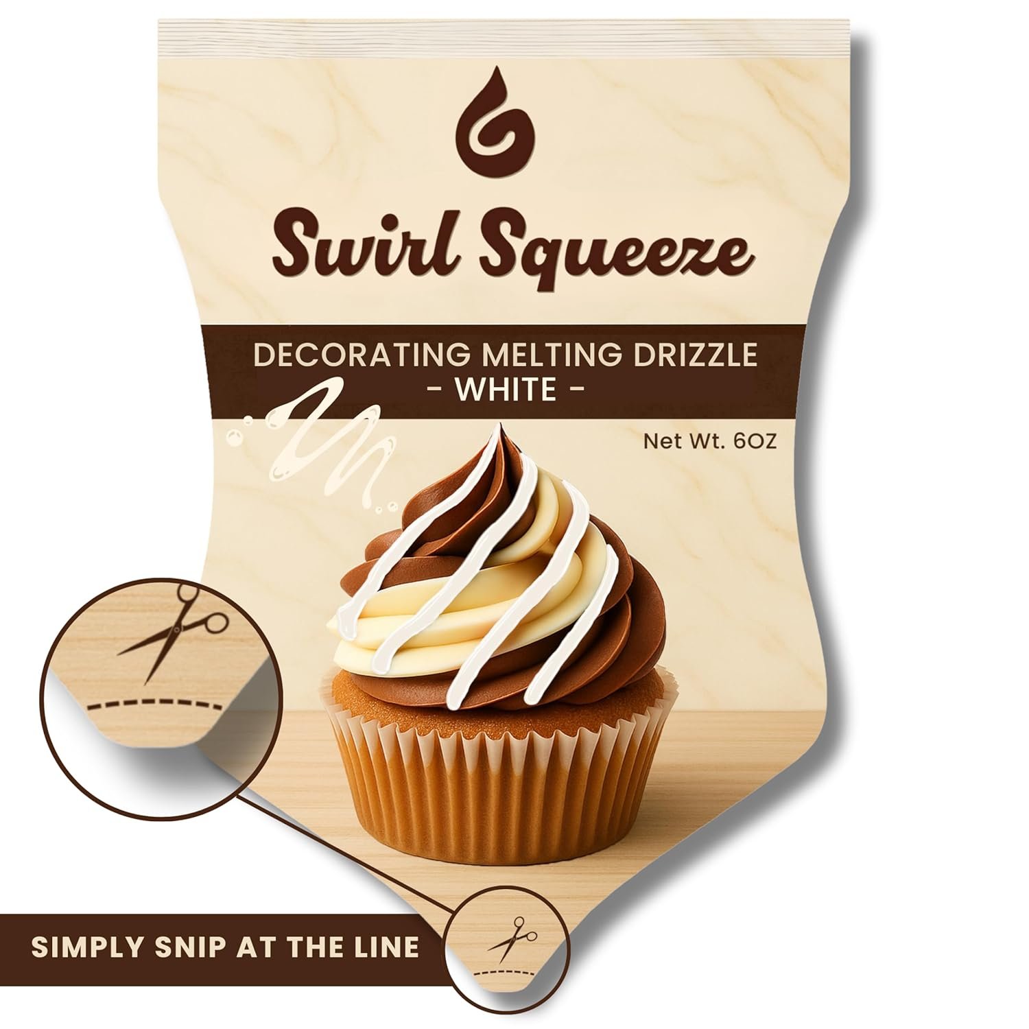 Pre-Filled Microwaveable Chocolate Decorating Bag – Ready-to-Melt Drizzle for Cookies, Cakes & Treats – No Mess, No Bowls, No Piping Bags – White Melting Chips, 6 oz - Image 2