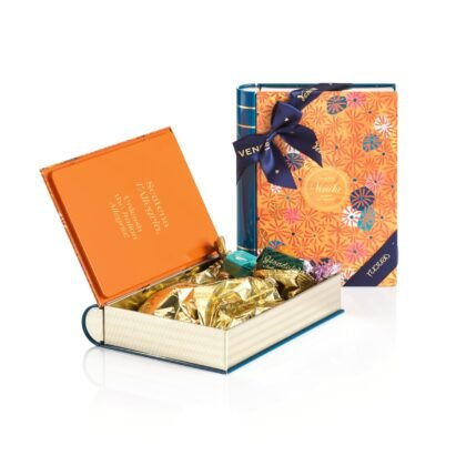 Venchi Maxi Chocolate Book Tin with Italian Chocolates - Gluten Free- Gift Idea for Birthday and Anniversary with Dark, Milk and Hazelnut Chocolates