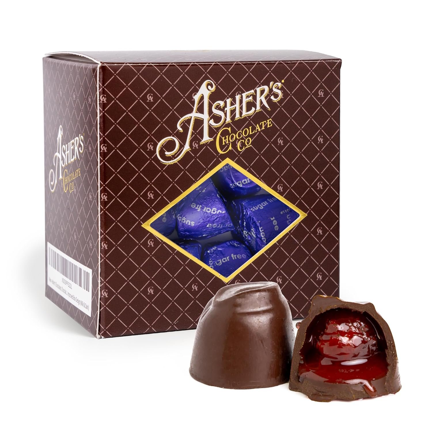 Asher's Chocolates, Sugar Free Cherry Cordials, Individually Wrapped Cordials, Asher's Giftable Box Design, Diabetic Friendly, Small Batches of Kosher Chocolate, Family Owned Since 1892 (8oz, Dark Chocolate)