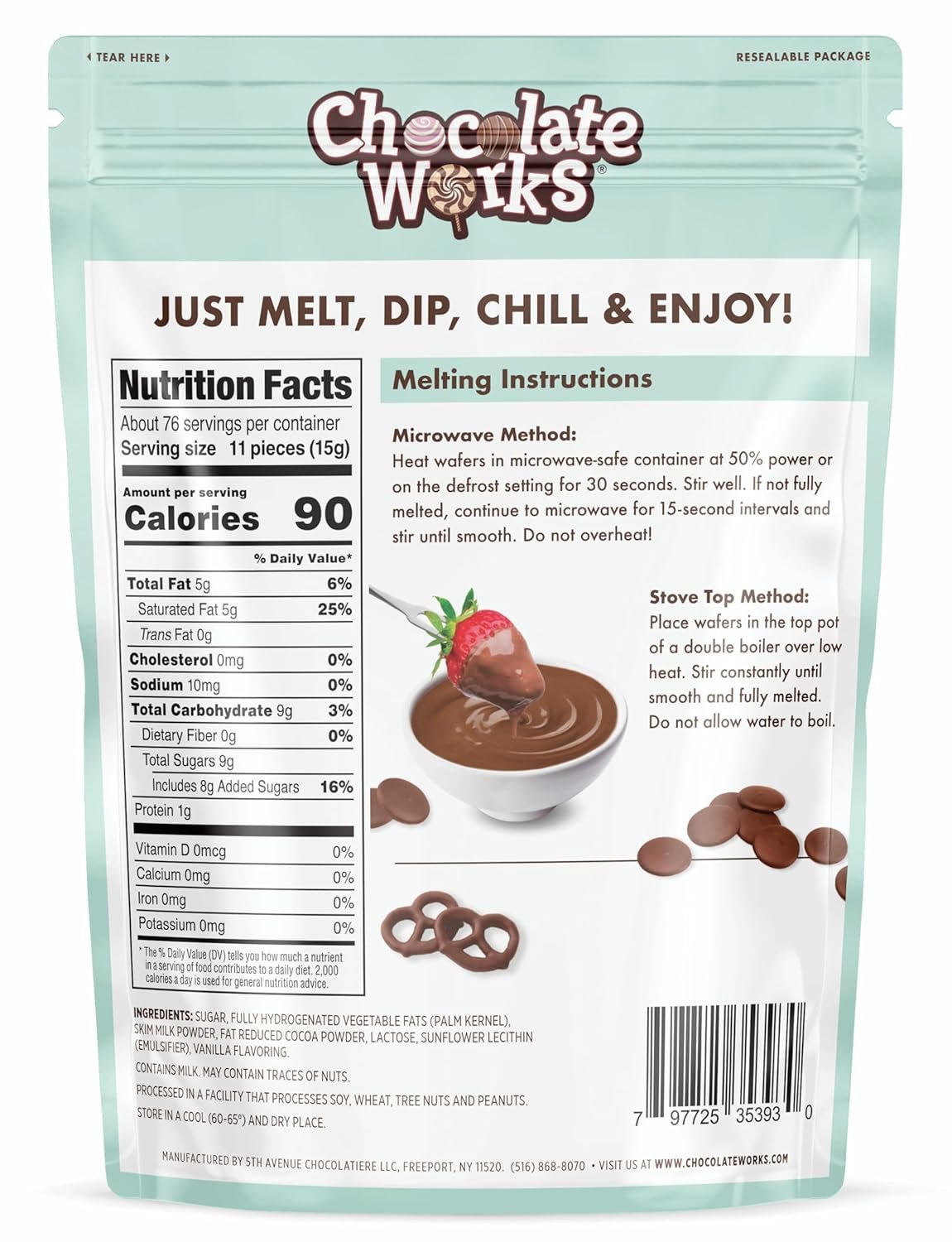 Chocolate Works Milk Chocolate Melting Chocolate Wafers, 2.5lb (Pack of 1) - Image 3