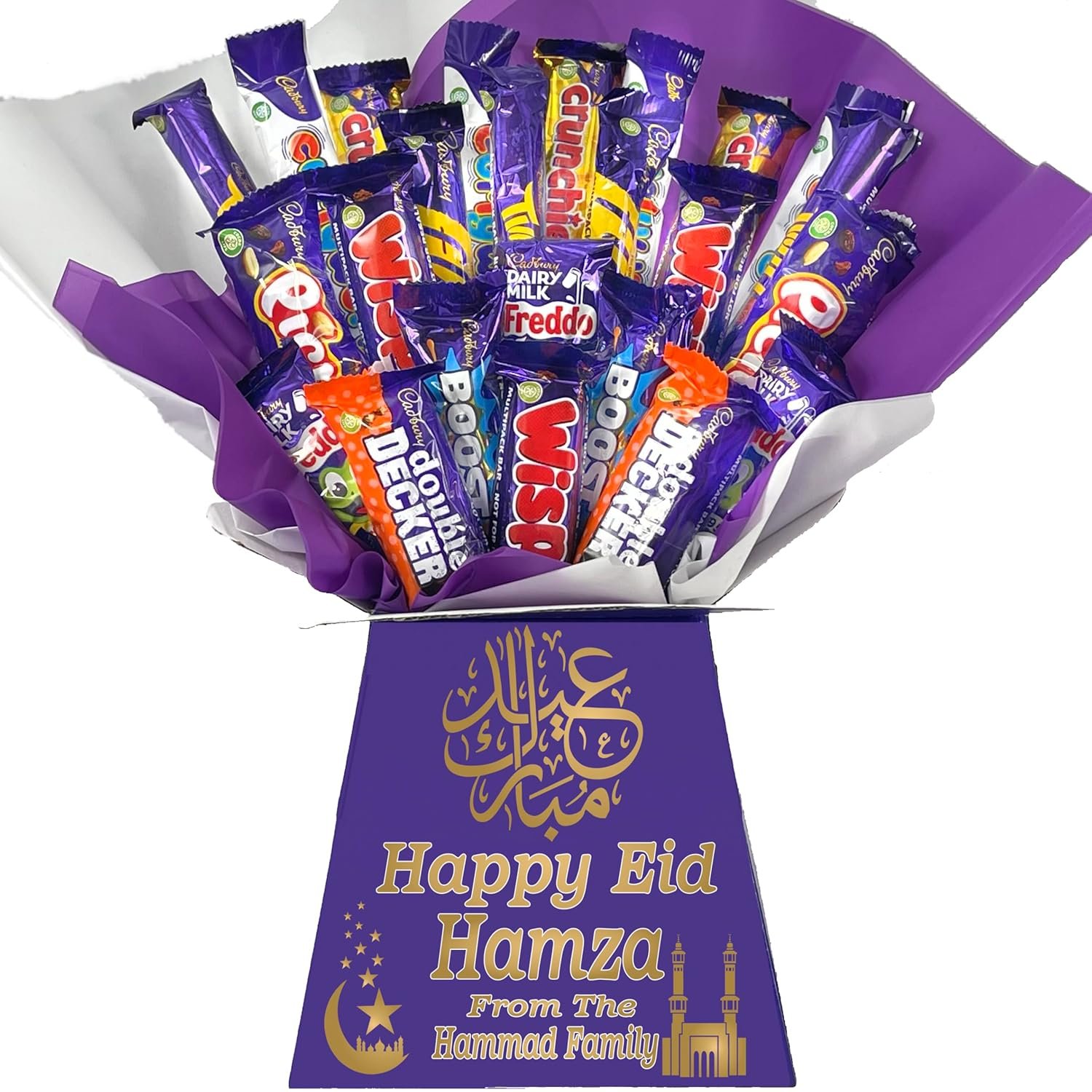 Personalized Chocolate Candy Hamper Gift Bouquet Made With FERRERO (red & gold) - Image 5