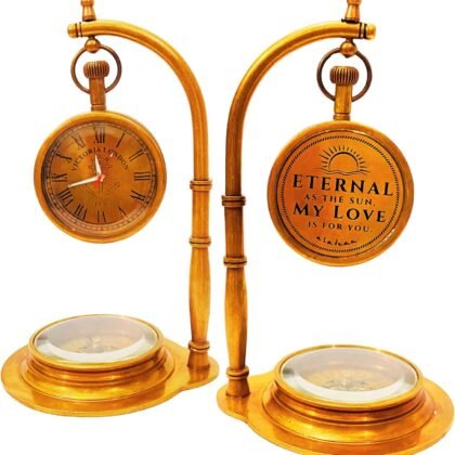 Anniversary Table Clock Compass | Romantic Vintage Lovers Decor for Him Her | Wedding Anniversary 50th 40th 25th 20th 1st Gift Idea for Husband Wife Boyfriend Girlfriend (Eternal Love - NEO)
