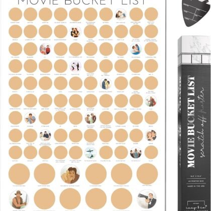 100 Movies Scratch Off Poster Bucket List - Couples Movie Night - Includes 12 Unique Sagas - Must See Movies - Gift for Movie Lovers - 16.5" x 23.4" - Gifts for Him, Gifts for the Couple