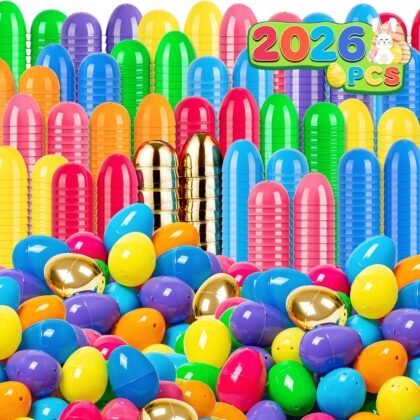 2026 Count Easter Eggs Bulk, 2.4" Empty Plastic Eggs with Golden Eggs, Fillable Surprise Egg for Easter Hunt, Basket Stuffers Fillers, Classroom Prizes, Party Favors Supplies Decoration